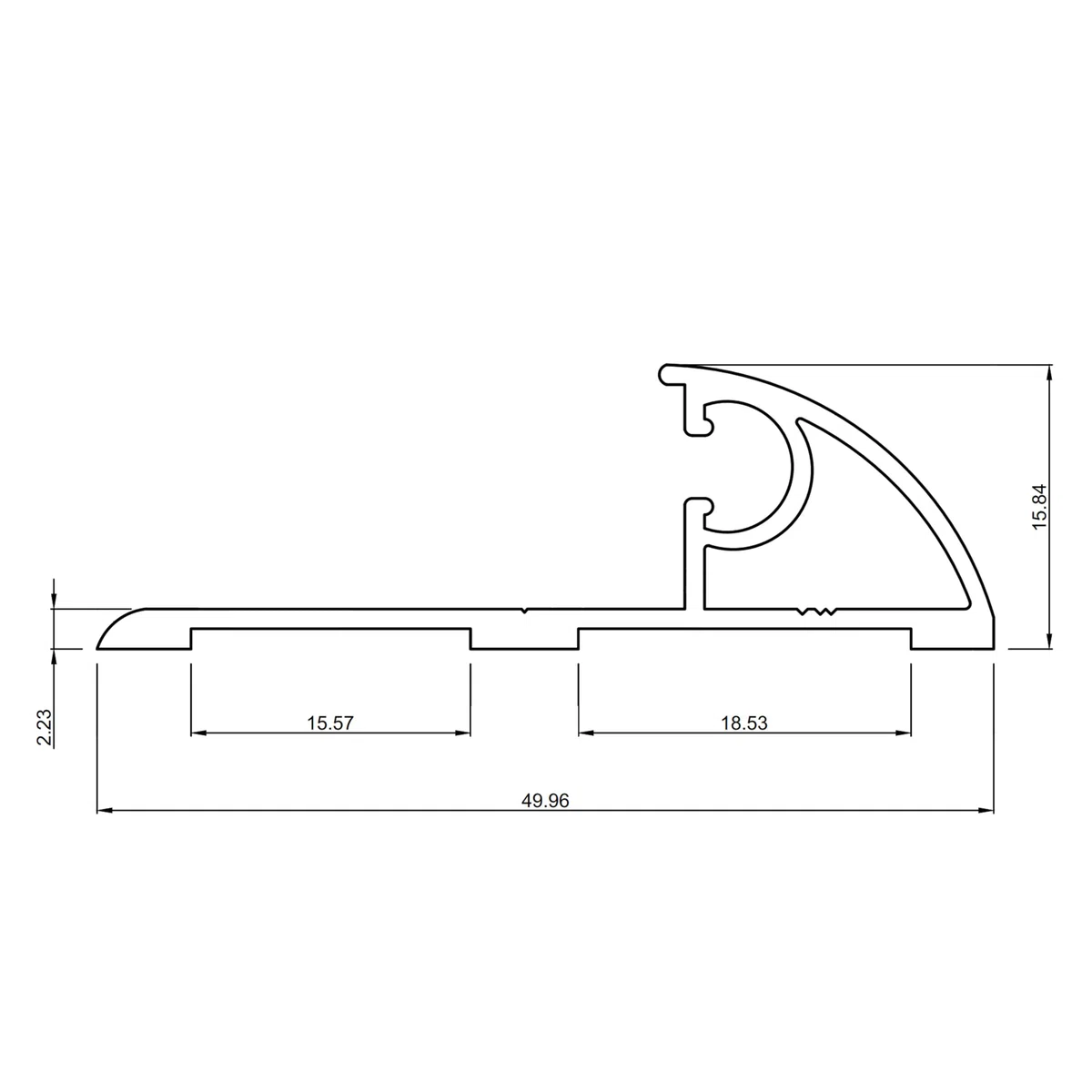 HOMEWELL - Seuil de porte PMR, Largeur 50mm Lg 1 m + joint d'étanchéité - Finition Brut